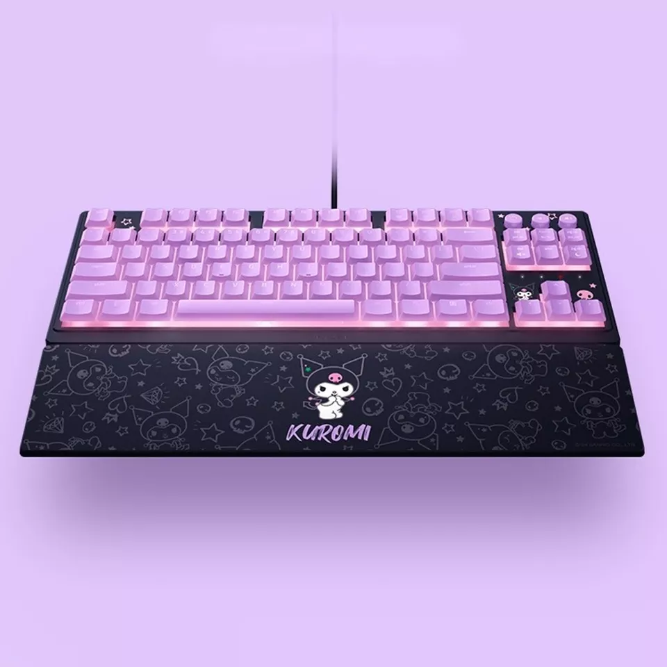 New Razer x Sanrio Kuromi Mechanical Keyboard RGB Backlit Slim With Wrist Rest