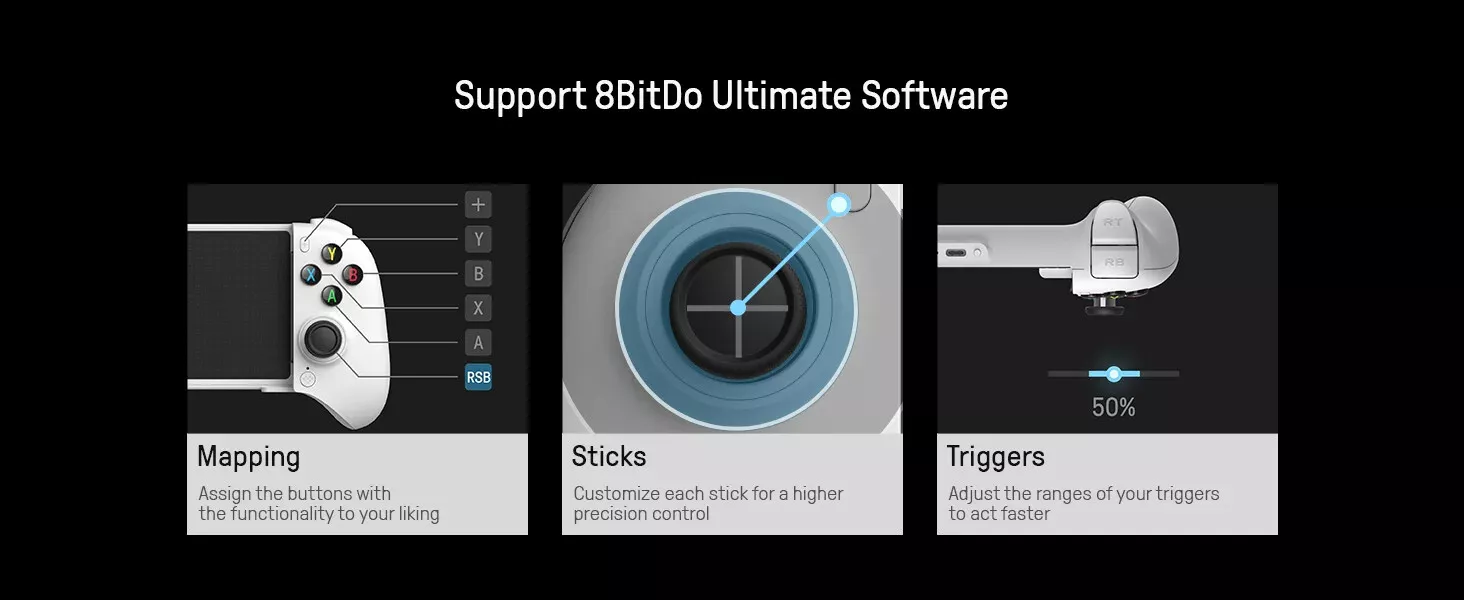 New 8Bitdo Ultimate Mobile Gaming Controller Bluetooth Hall Joystick For Android