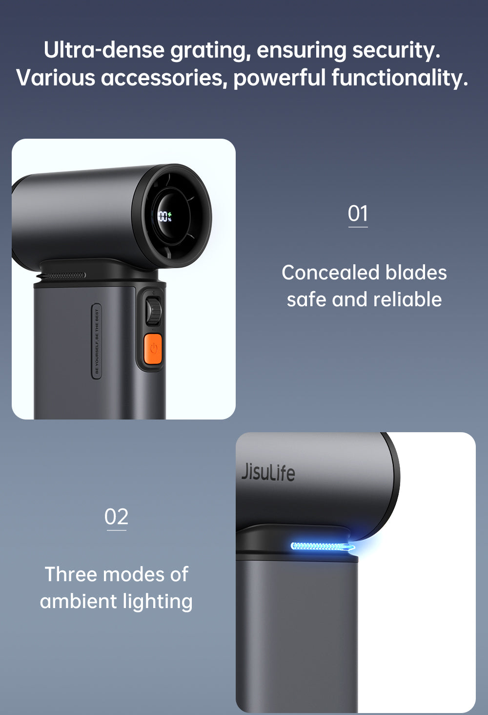 New JISULIFE Ultra1 Portable Handheld Fan 9000mAh Li-ion Battery