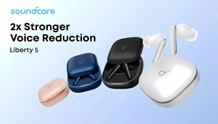 New Soundcore Liberty 5 by Anker Noise-Cancelling Wireless Earbuds 2x Stronger Voice Reduction Real-Time Adaptive Noise Cancellation