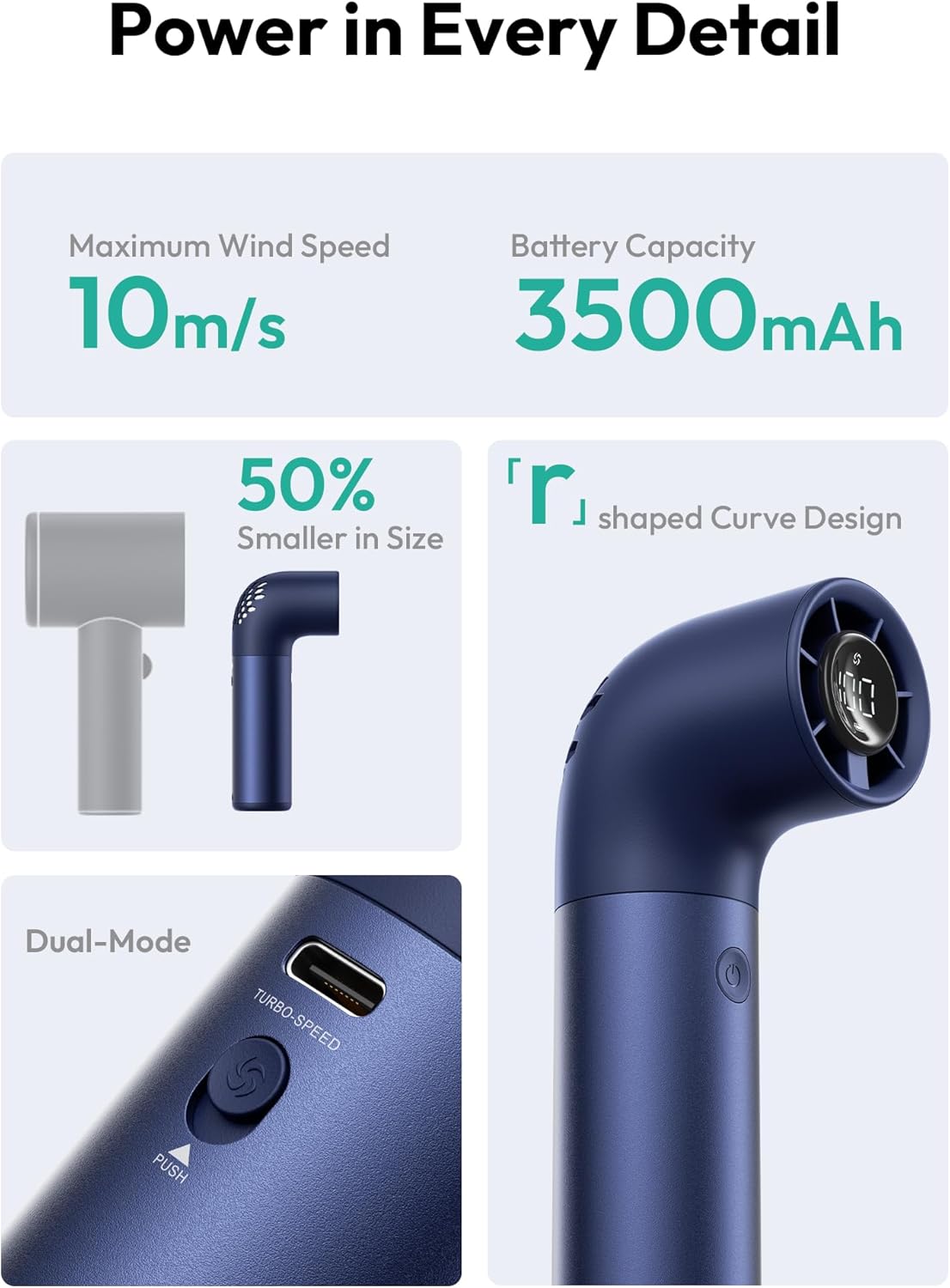 New Aecooly Portable Handheld Fan Powerful Turbo Mini Fan 19000 RPM High Speed