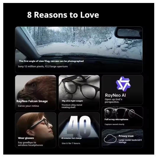 2025 New RayNeo V3 Slim AI Photography Smart Glasses