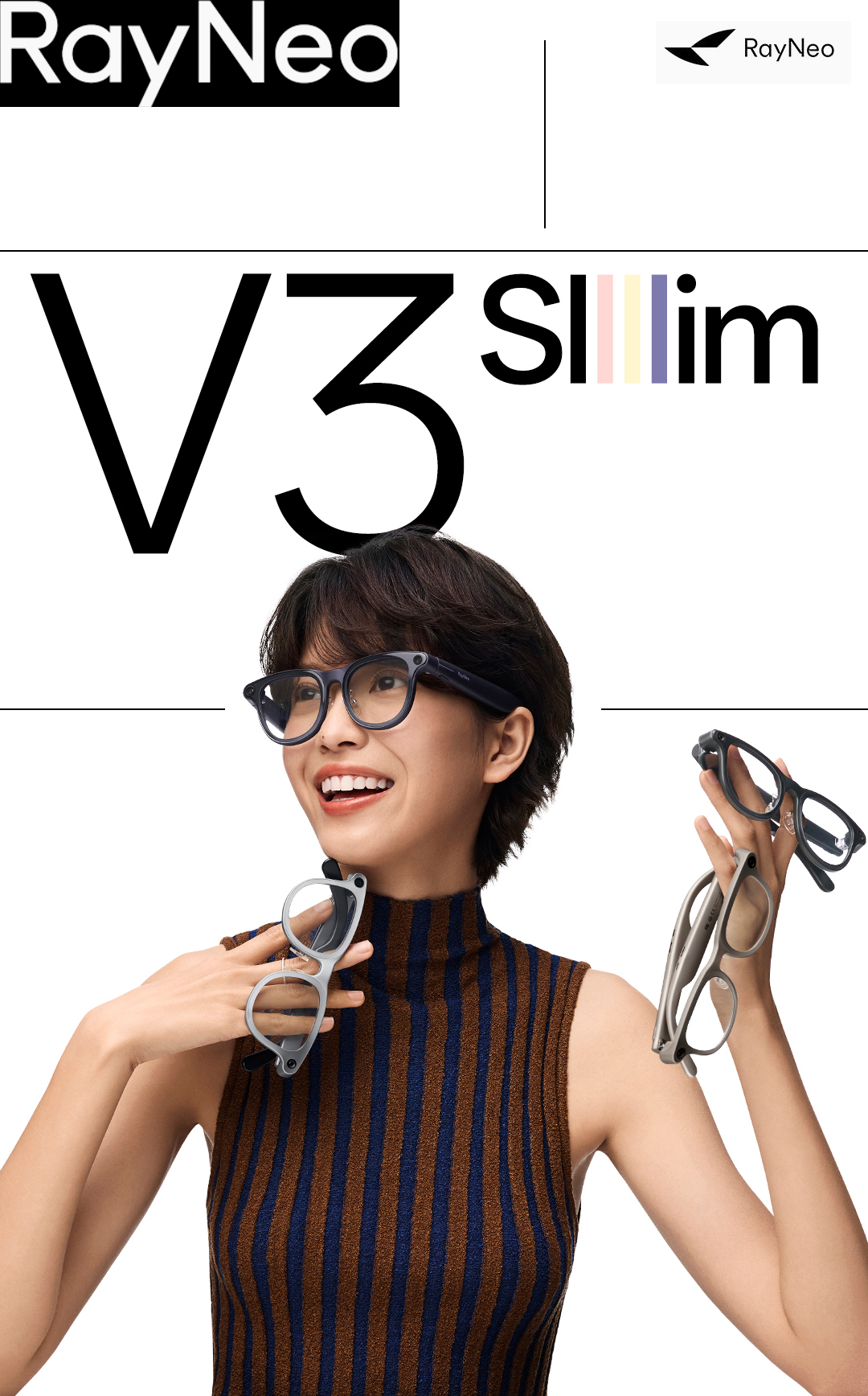 2025 New RayNeo V3 Slim AI Photography Smart Glasses