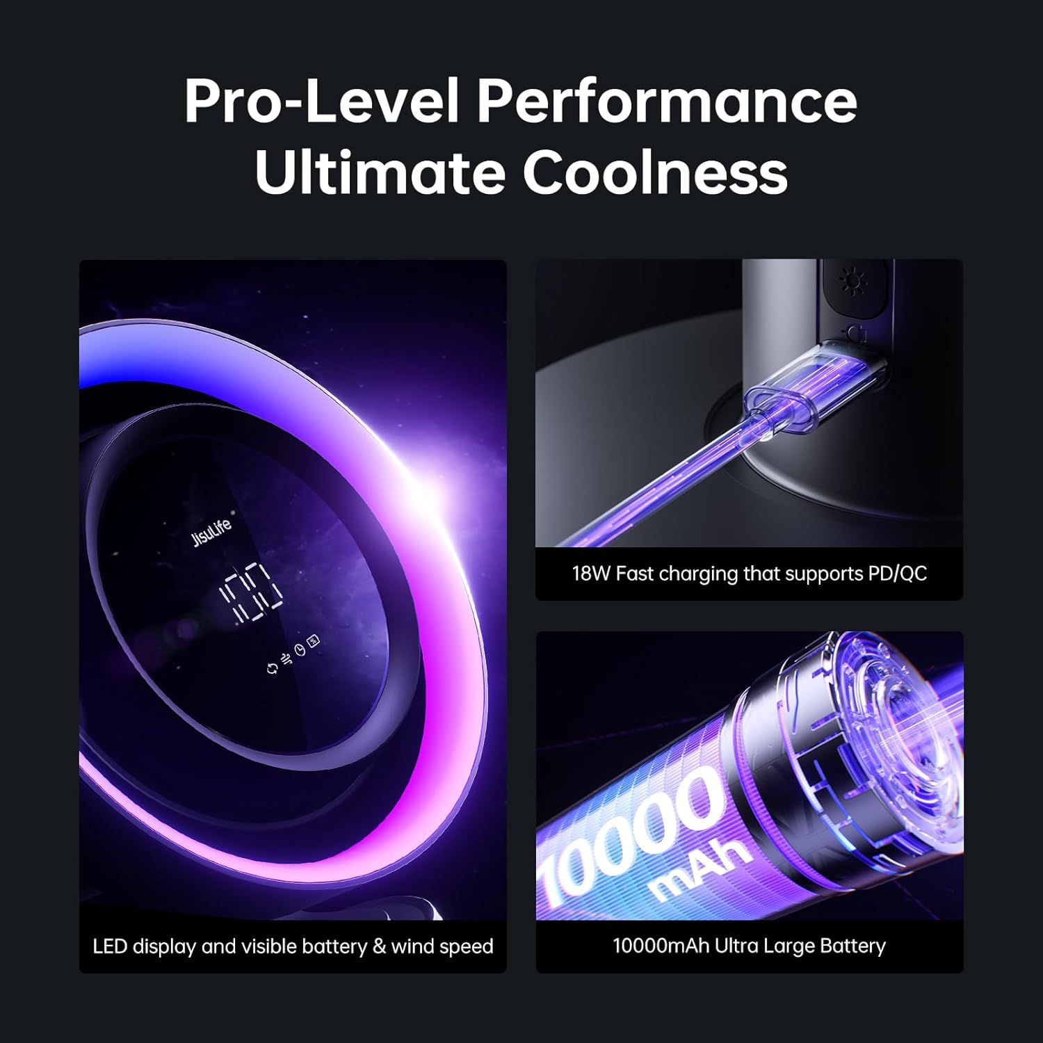 New Jisulife Table Fan Pro3  3-IN-1 Turbo Oscillating Fan with Air Purifier and RGB Light