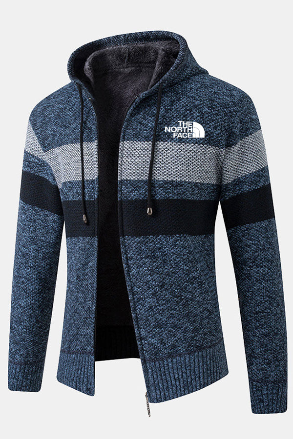 Pull à capuche zippé rayé - Homme