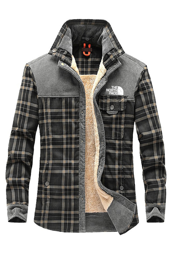 CAPPOTTO DA UOMO ALLA MODA CON STAMPA A QUADRI BIANCHI E NERI CON TASCHE - Uomo