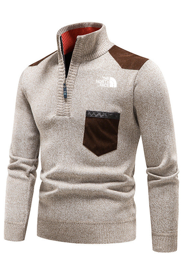 Pull col mi-haut avec coutures de couleur unie - Homme