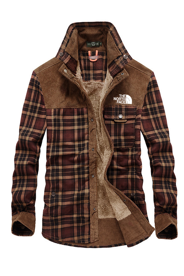 MANTEAU POUR HOMMES FASHION PLAID PRINT AVEC POCHES - Homme