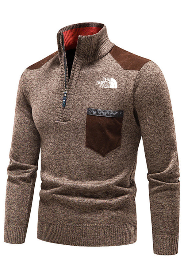 Pull col mi-haut avec coutures de couleur unie - Homme