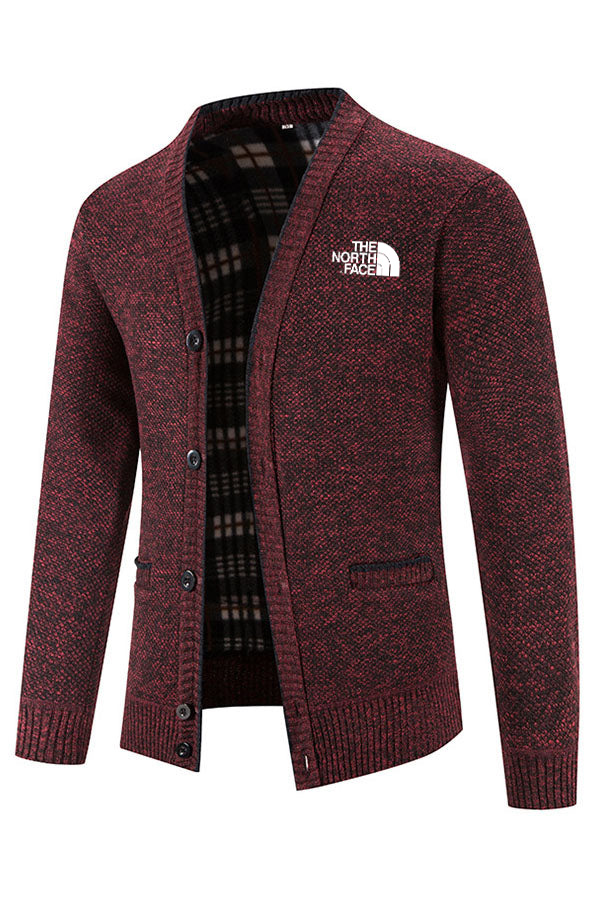 Cardigan en tricot polaire à manches longues et col V à boutonnage boutonné - Homme