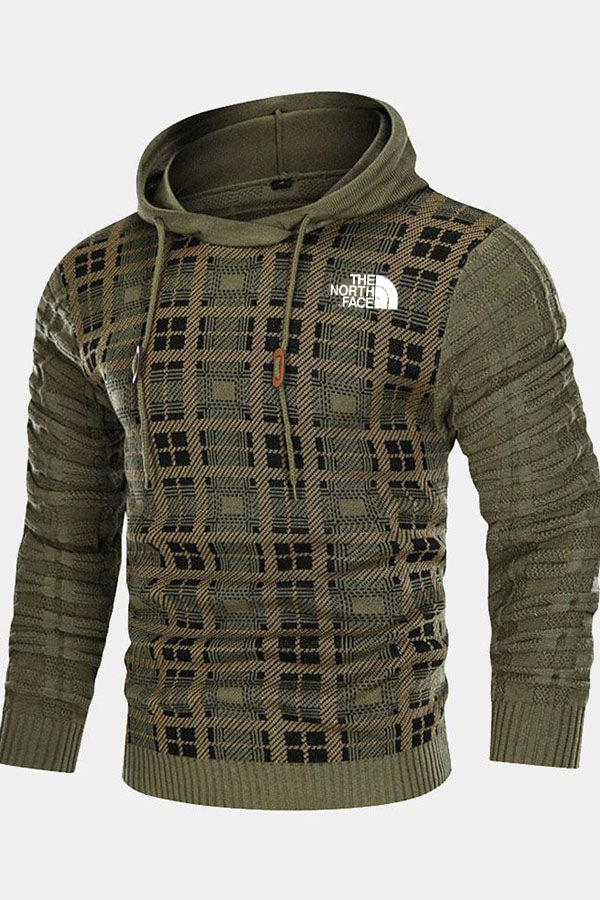 Pull à capuche à empiècements en tricot coupe slim - Homme