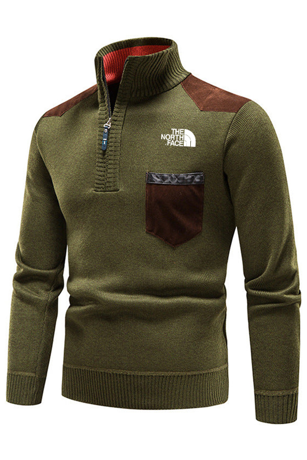 Pull col mi-haut avec coutures de couleur unie - Homme