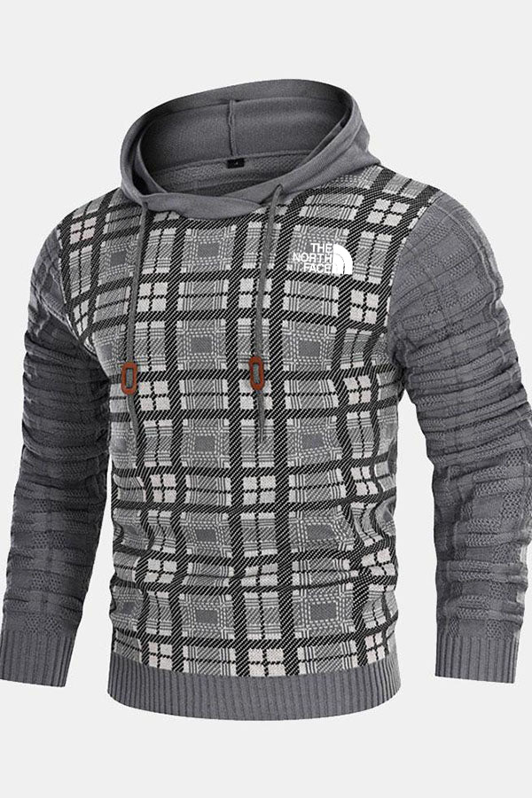 Pull à capuche à empiècements en tricot coupe slim - Homme