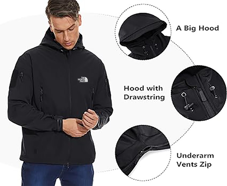 Homme - Veste Softshell Doublure Polaire Manteau Extérieur Camouflage