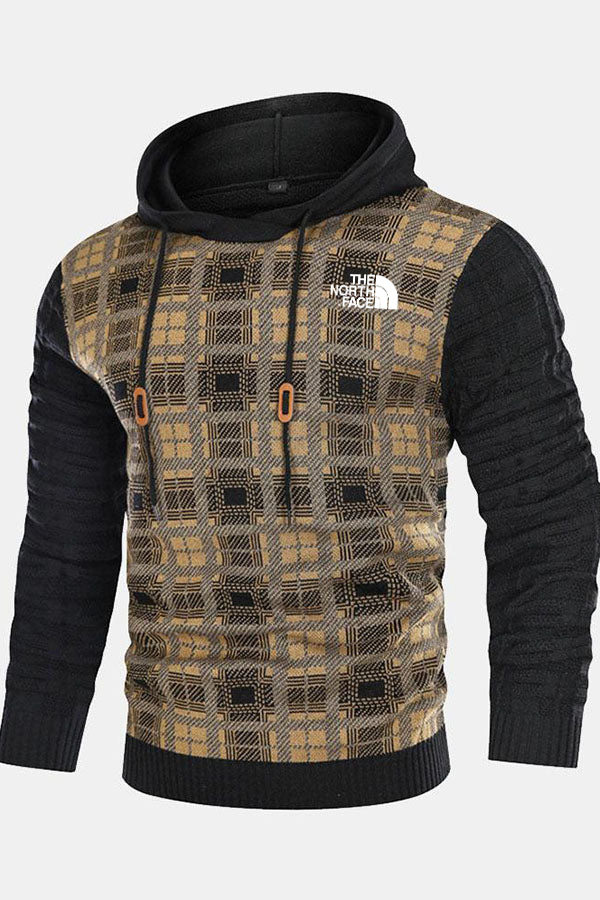 Pull à capuche à empiècements en tricot coupe slim - Homme