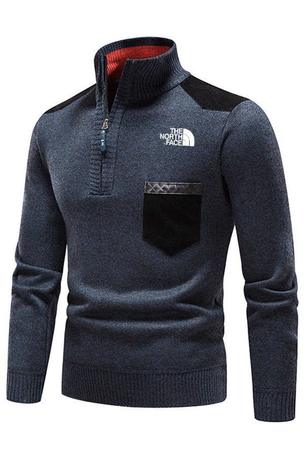 Pull col mi-haut avec coutures de couleur unie - Homme
