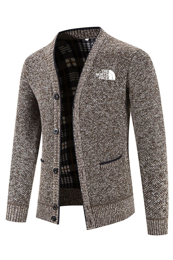 Cardigan en tricot polaire à manches longues et col V à boutonnage boutonné - Homme