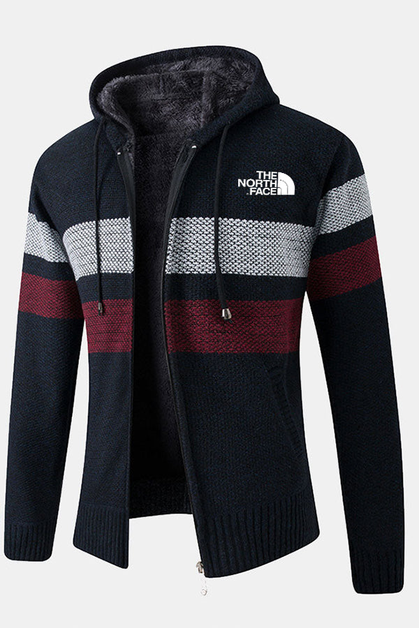 Pull à capuche zippé rayé - Homme