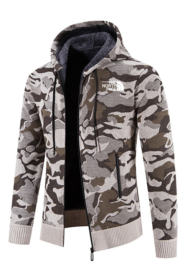 Veste en tricot slim camouflage en polaire - Homme