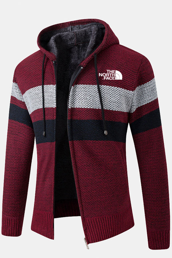 Pull à capuche zippé rayé - Homme