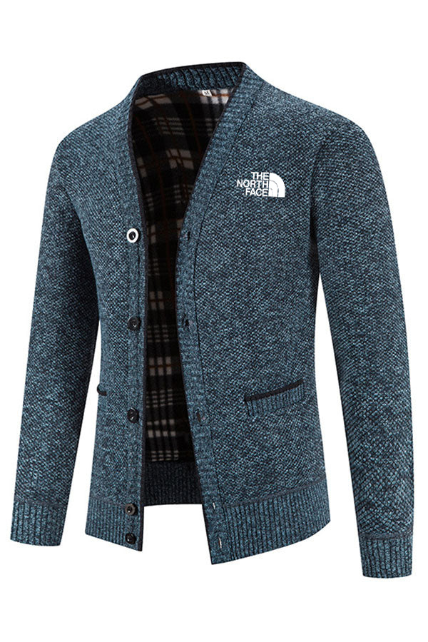 Cardigan en tricot polaire à manches longues et col V à boutonnage boutonné - Homme