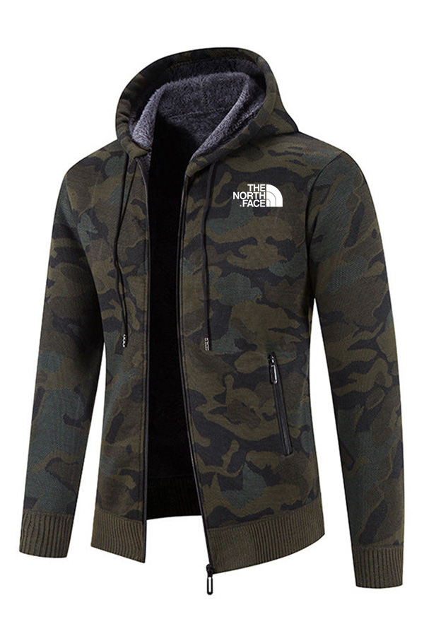 Fleece Camouflage Slim Knit Jacket