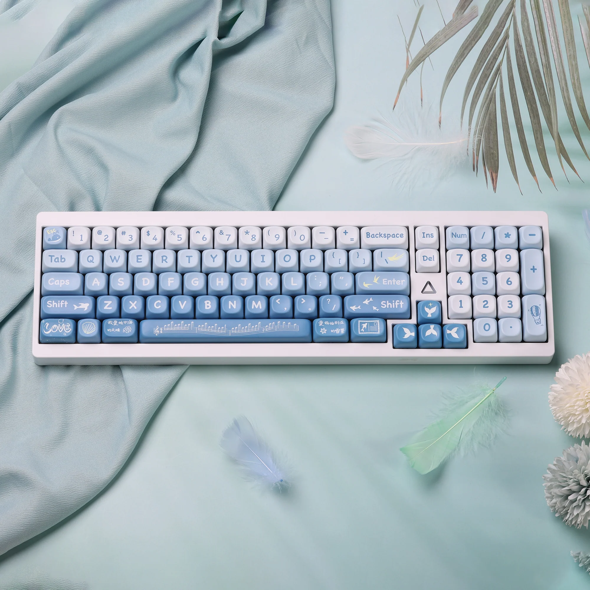 READY TO USE TET KEYBOARD WITH WHALE ON ISLAND MOA PROFILE KEYCAPS SET