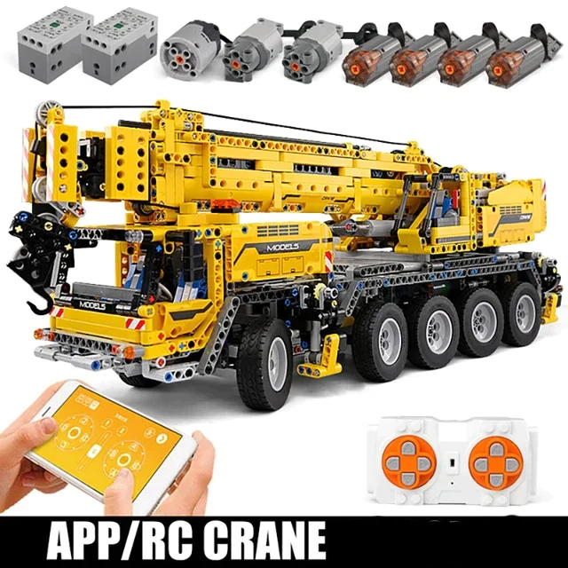 Technical Car Crane APP Remote Control Moter Power Truck Bricks Motorized Mobile Crane Building Blocks 2897PCs - ENBRIC