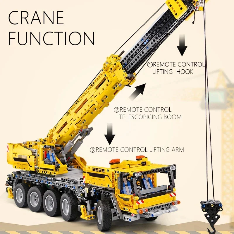 Technical Car Crane APP Remote Control Moter Power Truck Bricks Motorized Mobile Crane Building Blocks 2897PCs - ENBRIC