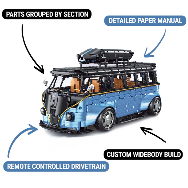 Widebody Satin Blue Campervan 3298pcs - ENBRIC