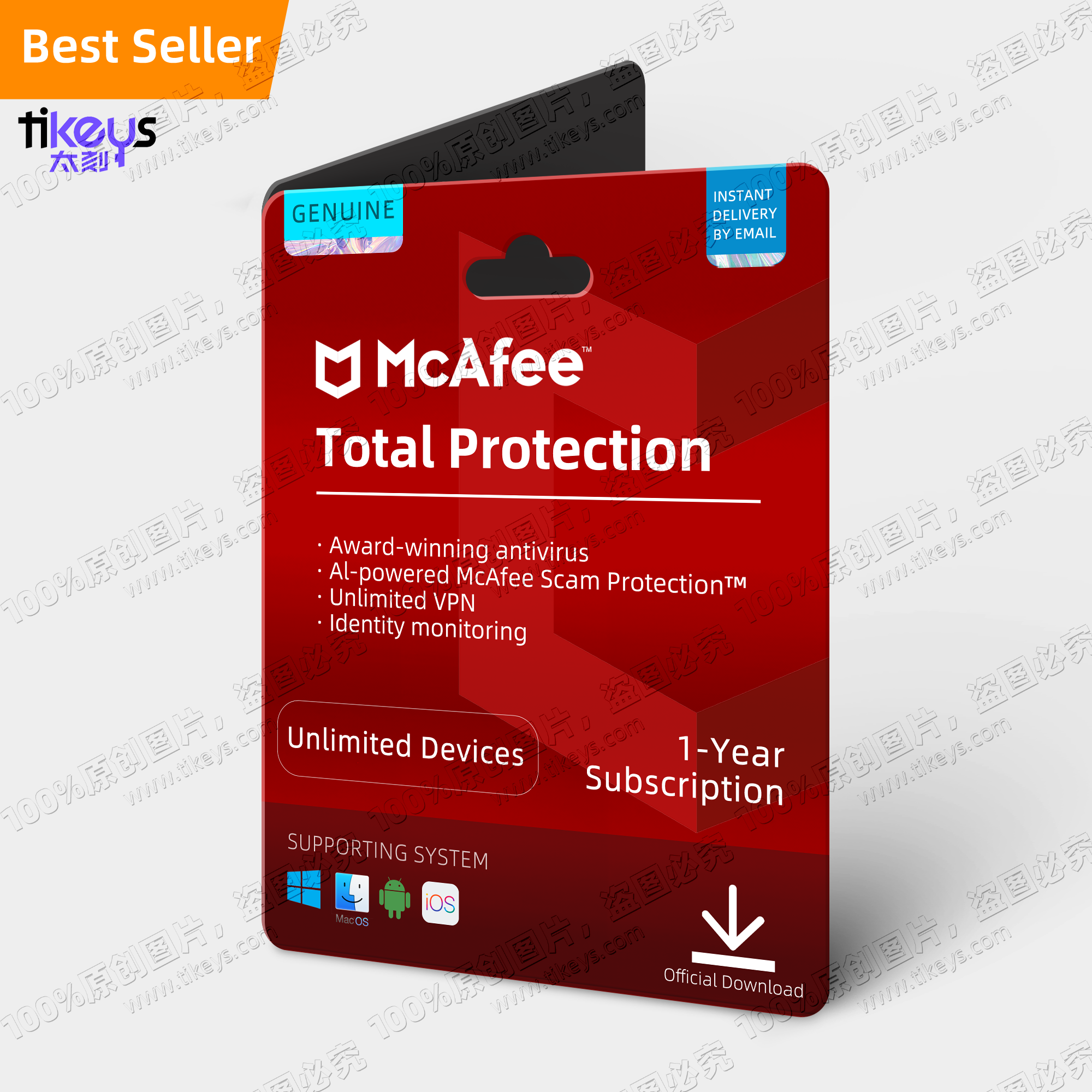 24/7 Online McAfee Total Protection Bind Key Genuine Global License 2024 Privacy Protection