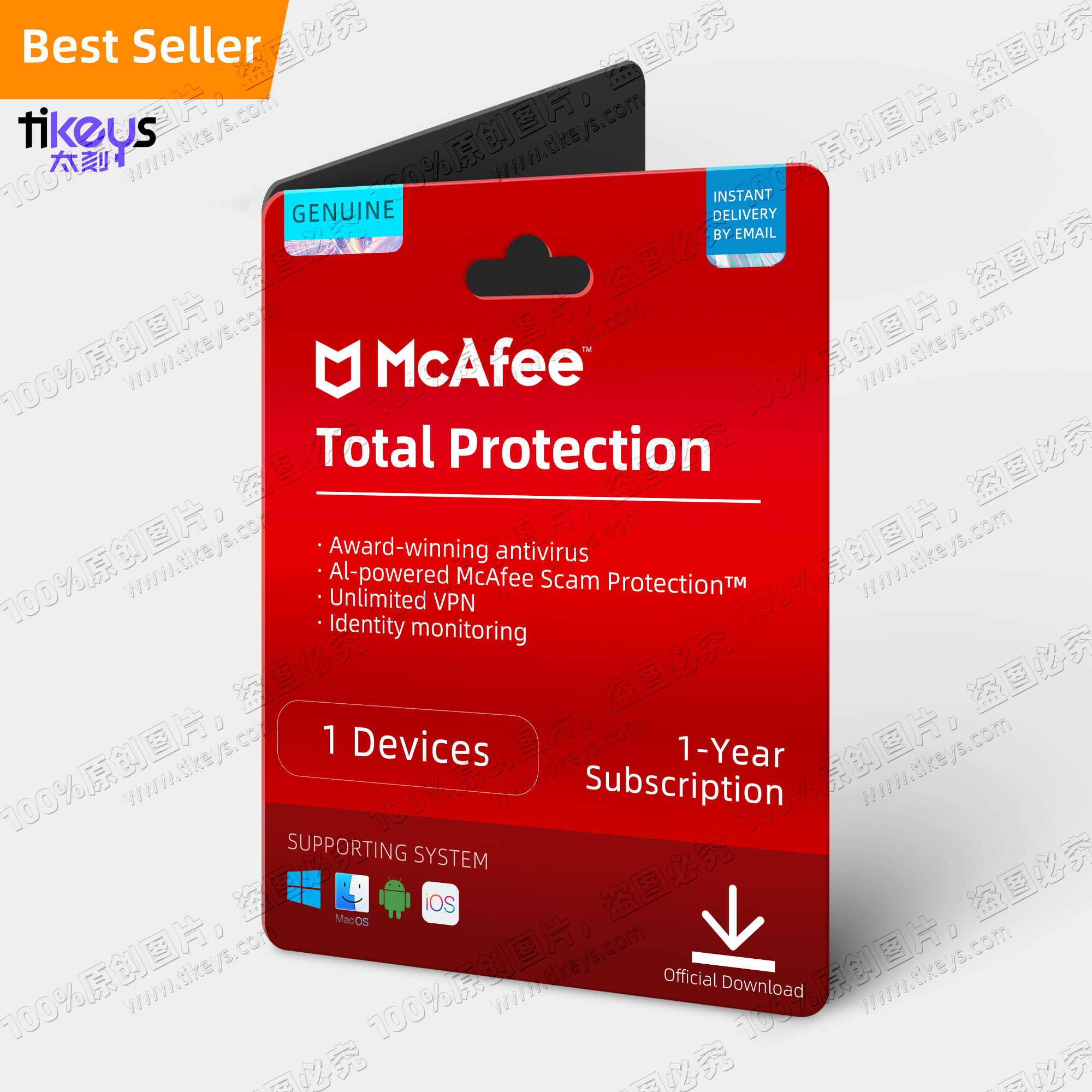 24/7 Online McAfee Total Protection Bind Key Genuine Global License 2024 Privacy Protection