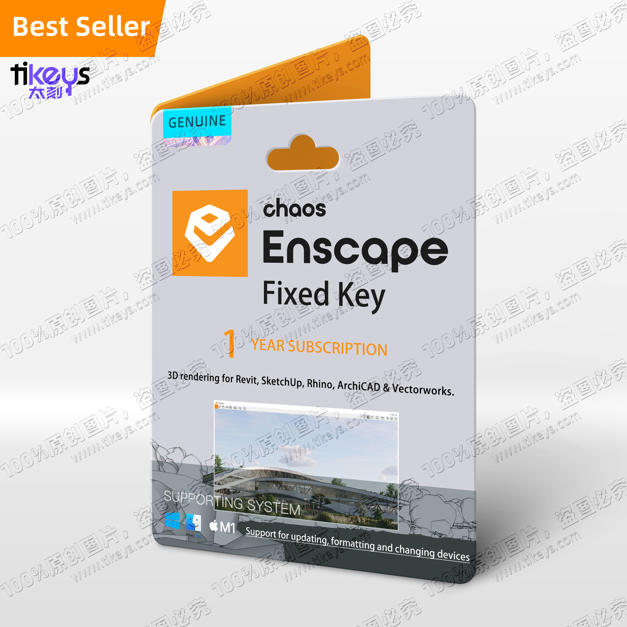 24/7 Online Enscape Fixed Key 1 Year Subscription for PC/Mac Renderer Genuine License Serial Number Plug-in 3D Software CAD BIM