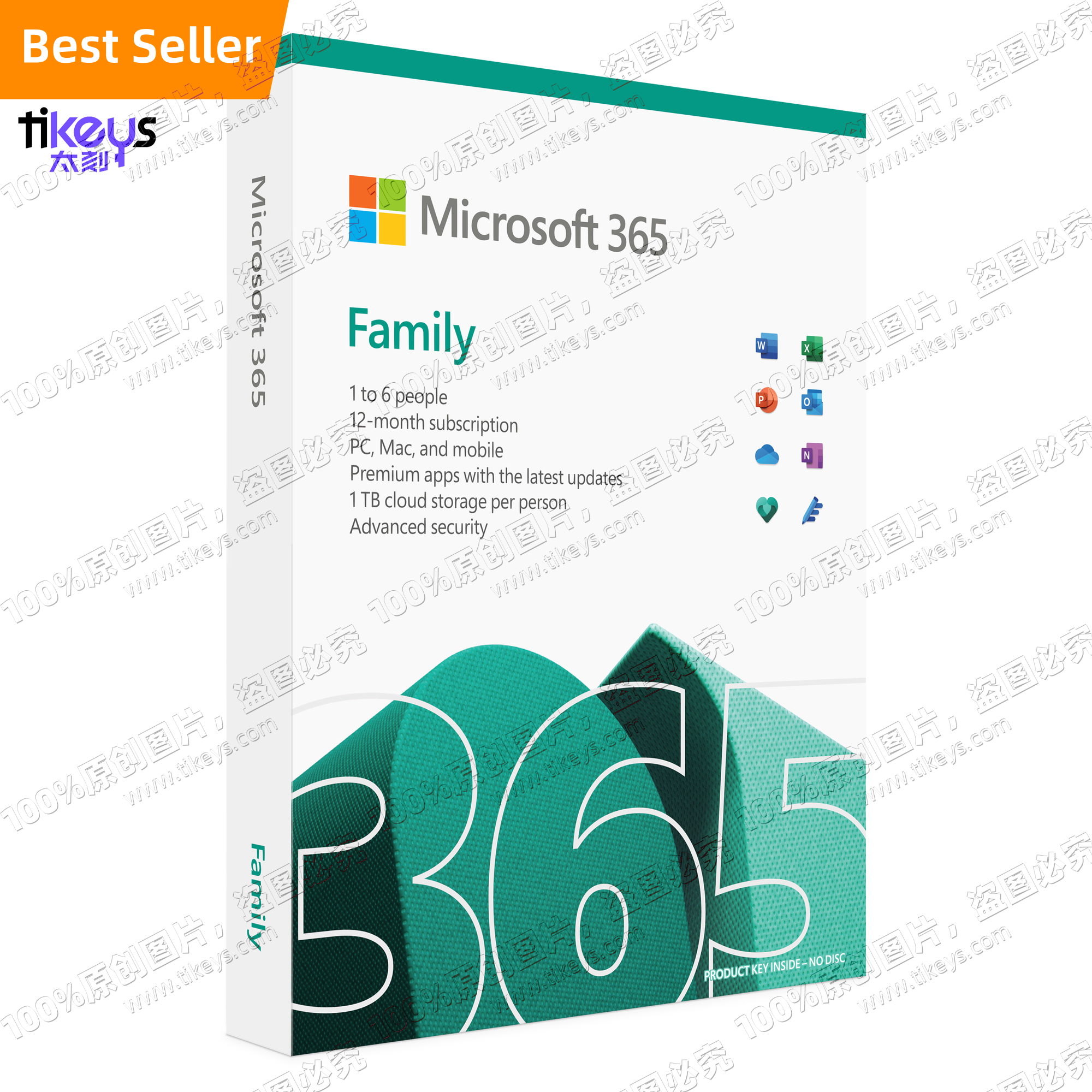 Office 365 Family 5 PC/Mac 6TB OneDrive 1 Year Bind 6 User 25 Digits Global Key