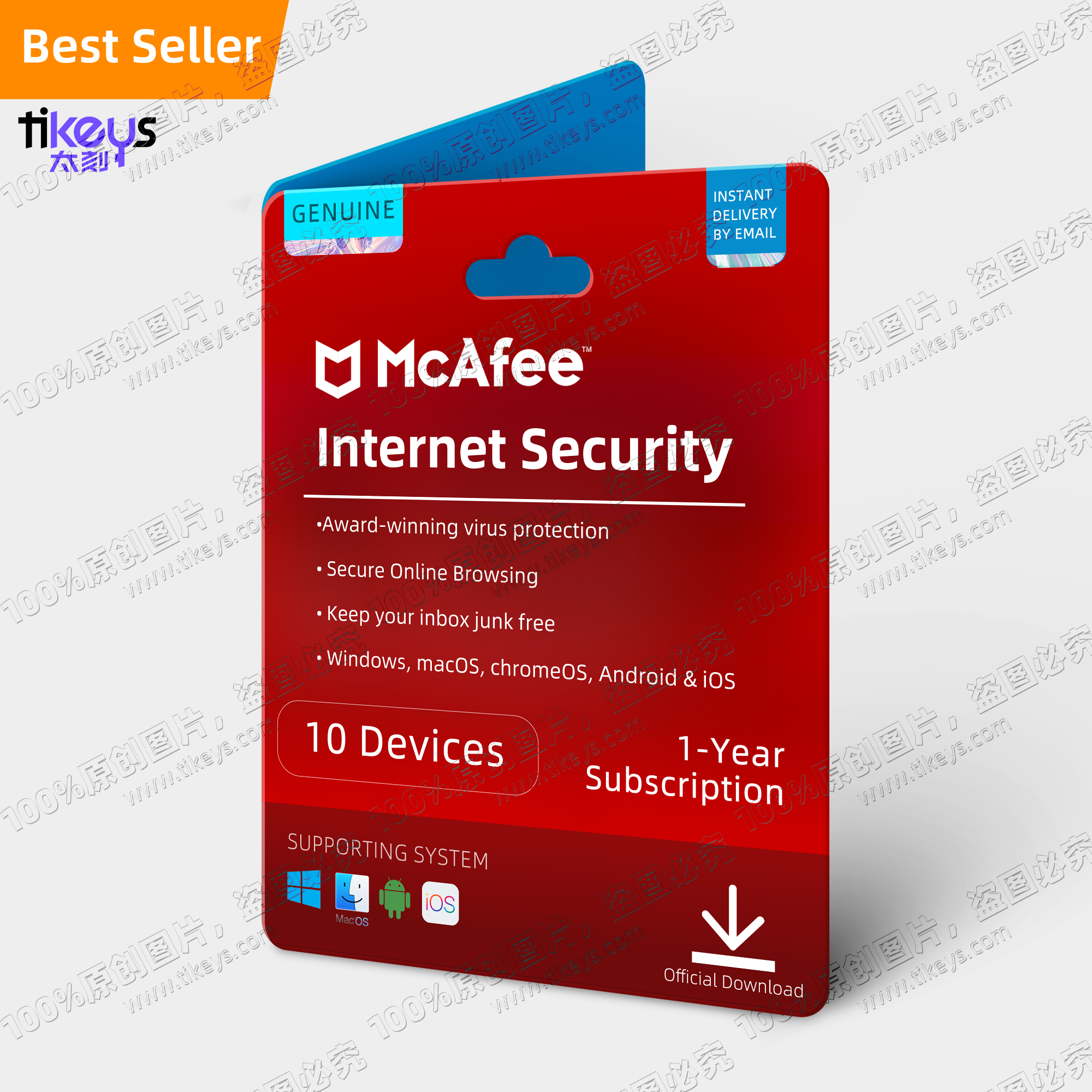 24/7 Online McAfee Internet Security Bind Key 10 Devices Genuine Global License 2024 Privacy Protection