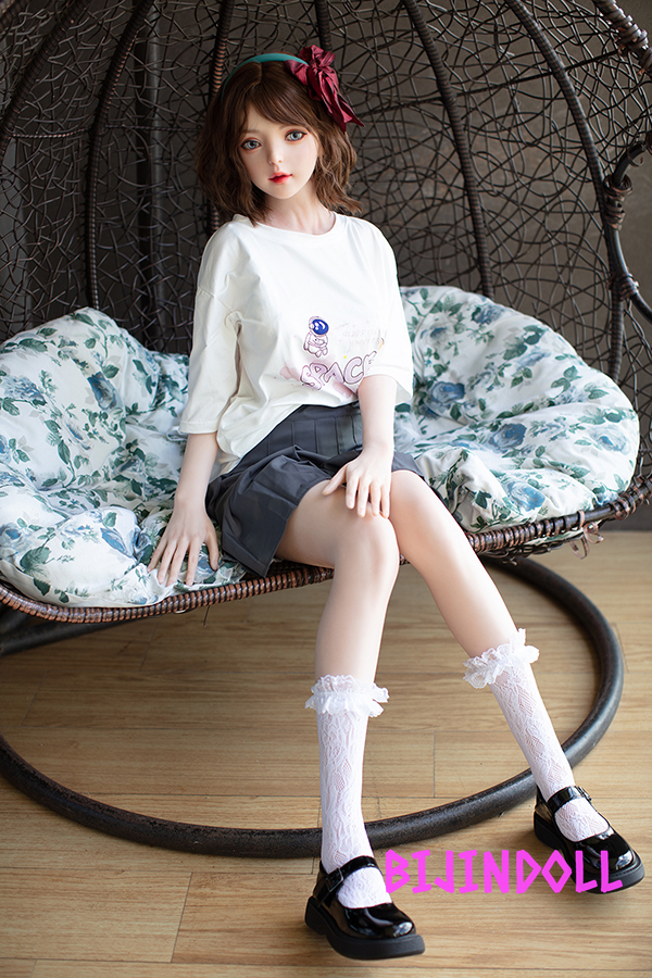 JXDOLL 148cm C-Cup Silicone Cute Adult Doll Beautiful Realistic Flat Chest Dutch Wife Wine Opener Erotic Doll