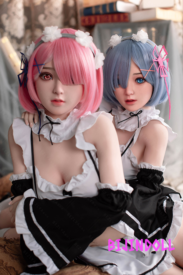 Bezlya Linglan 149cm C-cup Silicone Head Maid Sister Love Doll Rem Ram Cosplay Life Size Sex Doll Real Maid Beautiful Adult Dutch Wife