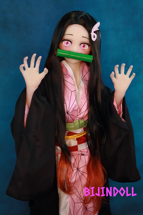 aotumedoll#47 B-cup145cm TPE Nezuko Cosplay Sex Doll Erotic Anime Dutch Wife Demon Slayer: Kimetsu no Yaiba Kamado Nezu Mameko Cute Love Doll Big Breasts 2D Sex Manga Doll