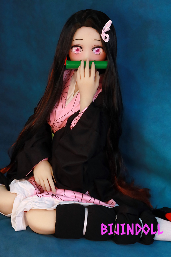 aotumedoll#47 B-cup145cm TPE Nezuko Cosplay Sex Doll Erotic Anime Dutch Wife Demon Slayer: Kimetsu no Yaiba Kamado Nezu Mameko Cute Love Doll Big Breasts 2D Sex Manga Doll