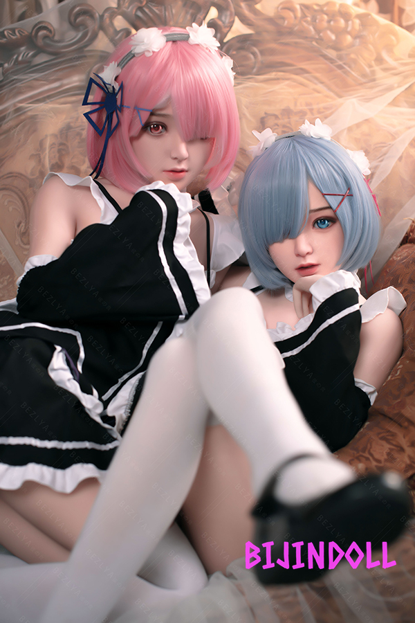 Bezlya Linglan 149cm C-cup Silicone Head Maid Sister Love Doll Rem Ram Cosplay Life Size Sex Doll Real Maid Beautiful Adult Dutch Wife