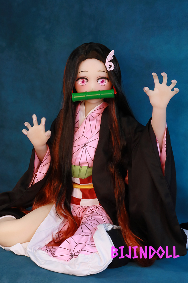 aotumedoll#47 B-cup145cm TPE Nezuko Cosplay Sex Doll Erotic Anime Dutch Wife Demon Slayer: Kimetsu no Yaiba Kamado Nezu Mameko Cute Love Doll Big Breasts 2D Sex Manga Doll
