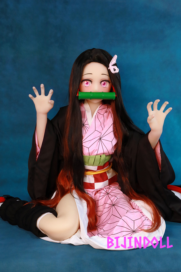 aotumedoll#47 B-cup145cm TPE Nezuko Cosplay Sex Doll Erotic Anime Dutch Wife Demon Slayer: Kimetsu no Yaiba Kamado Nezu Mameko Cute Love Doll Big Breasts 2D Sex Manga Doll