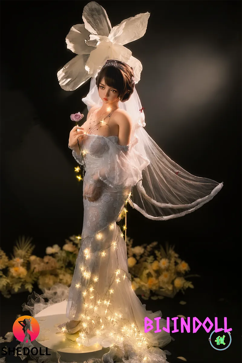 SHEDOLL 156cm E-cup Silicone Sex Doll Duoduo Wedding Dress