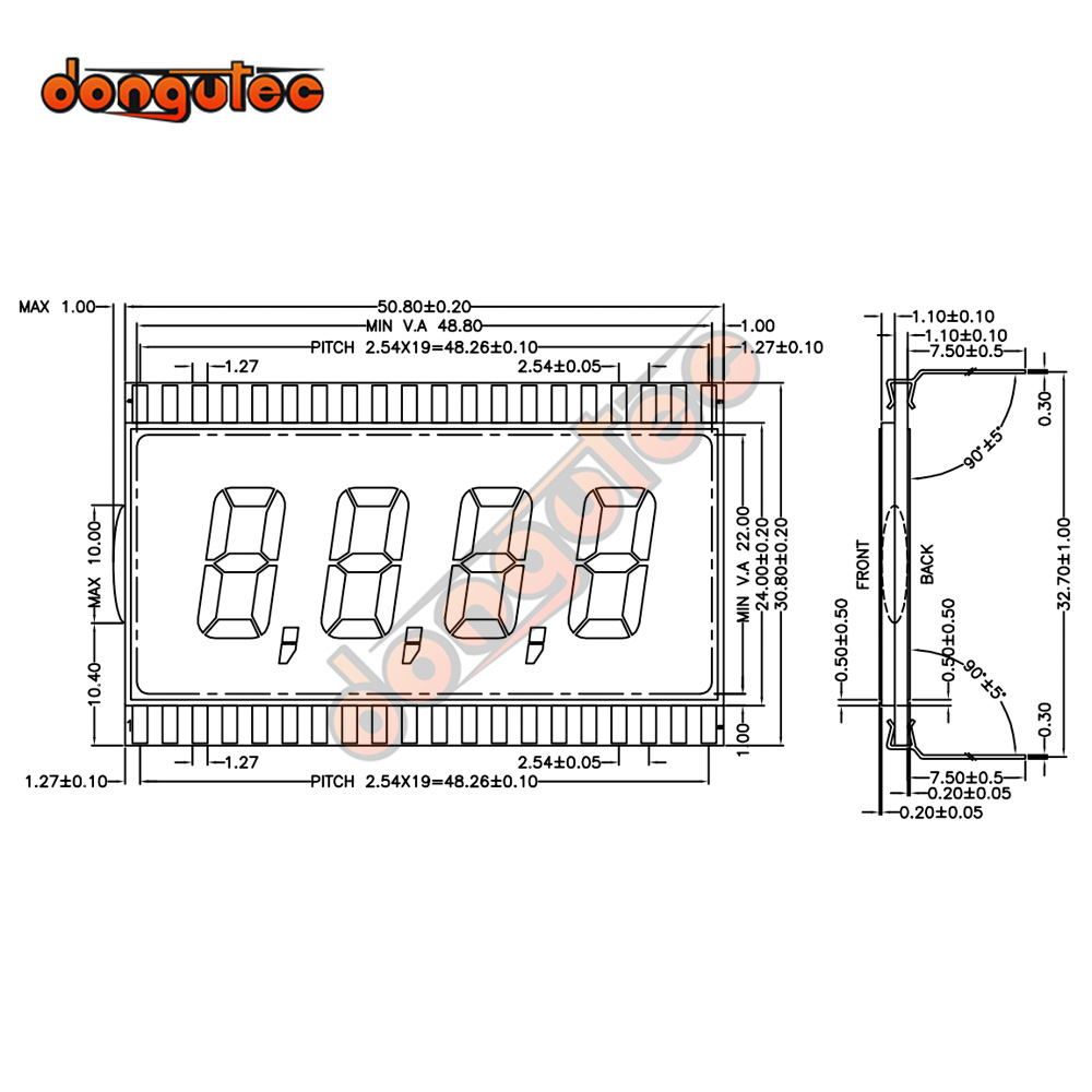 Q12446-03 Encore display 40PIN TN Positive 4 Digits Segment LCD for Gilbarco