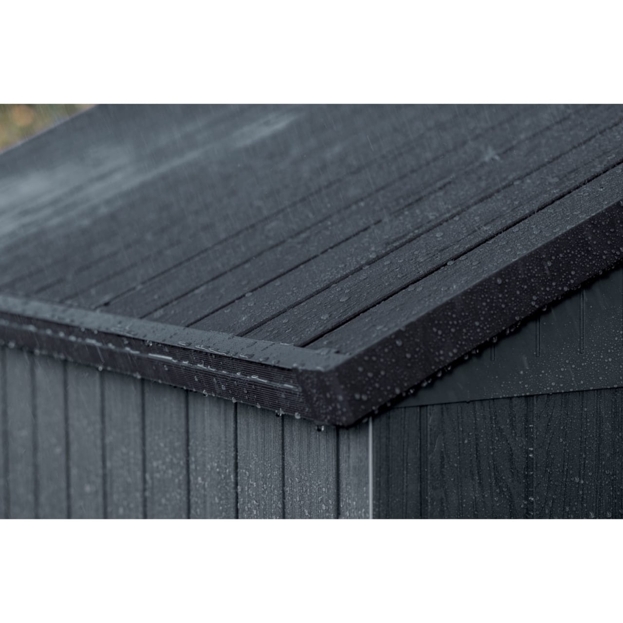 Keter Darwin 6x8 Ft All-Weather Heavy-Duty Resin Outdoor Storage Shed with Double Lockable Doors, Floor Panel, & Built-in Ventilation, Graphite Grey