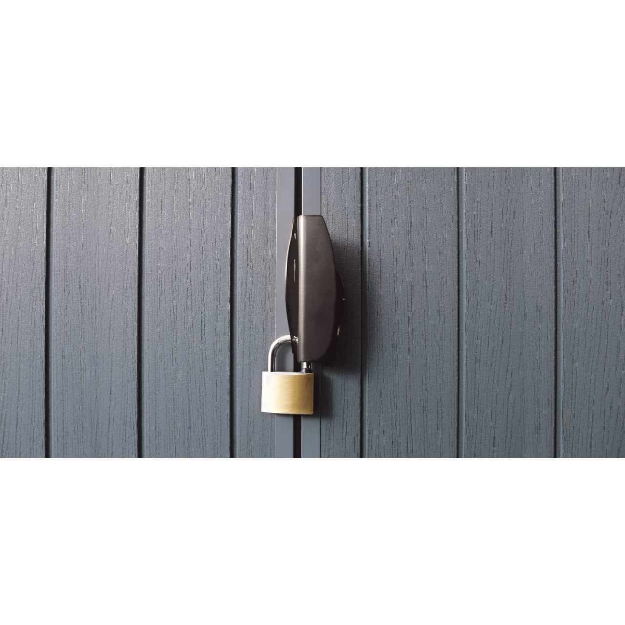 Keter Darwin 6x8 Ft All-Weather Heavy-Duty Resin Outdoor Storage Shed with Double Lockable Doors, Floor Panel, & Built-in Ventilation, Graphite Grey