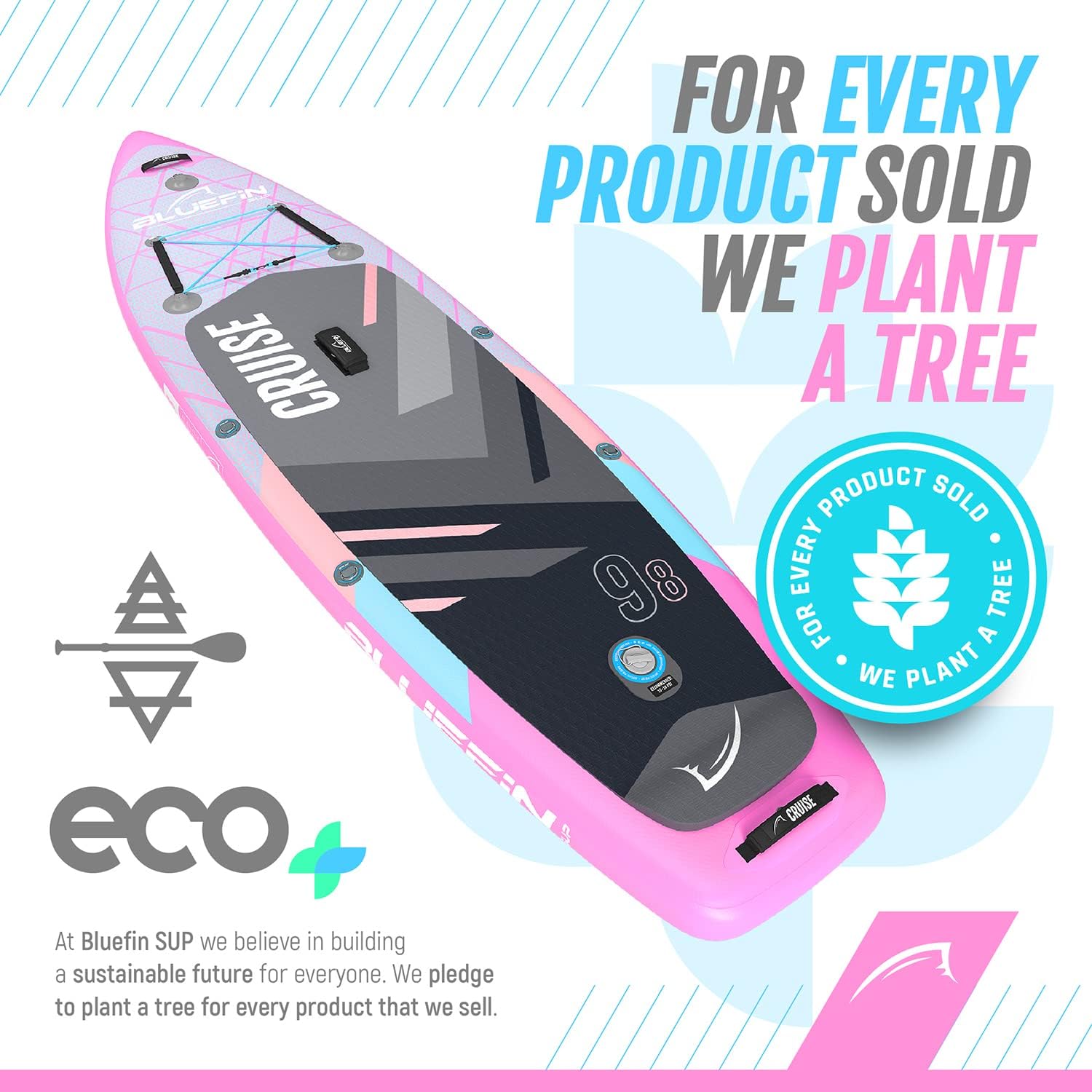 Bluefin Cruise SUP Inflatable Stand Up Paddle Board | Premium Paddleboard Accessories | Multiple sizes: Kids, 9'8, 10'4, 10’8, 12’, 15'