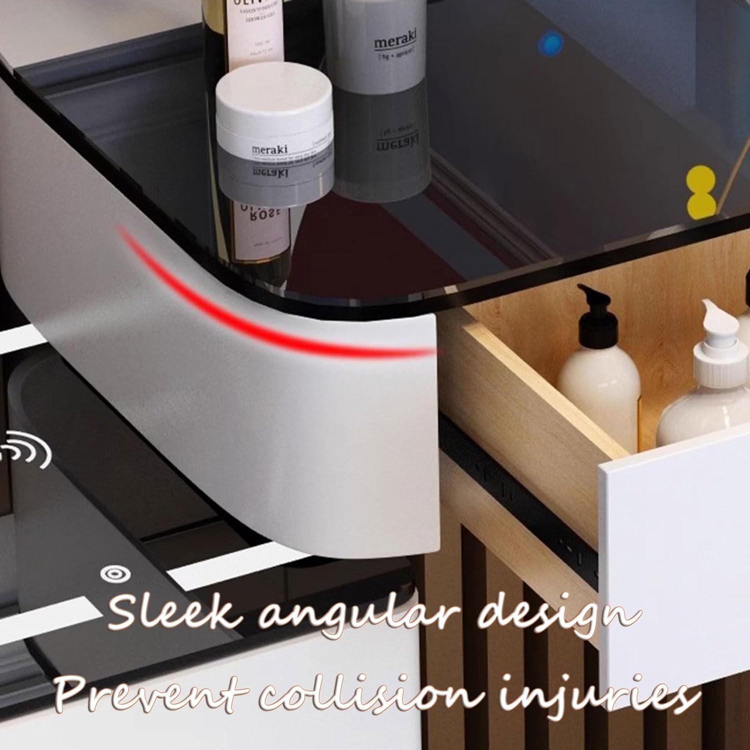 GOOCOO Dressing Table Set - Makeup Vanity Table with Charging Station and Bluetooth Speaker, Contains LED Mirror, 5 Drawers and Chair, Luxury Leather Wrapped, Suitable for Her,White,100cm/39.4inch [Energy Class A]