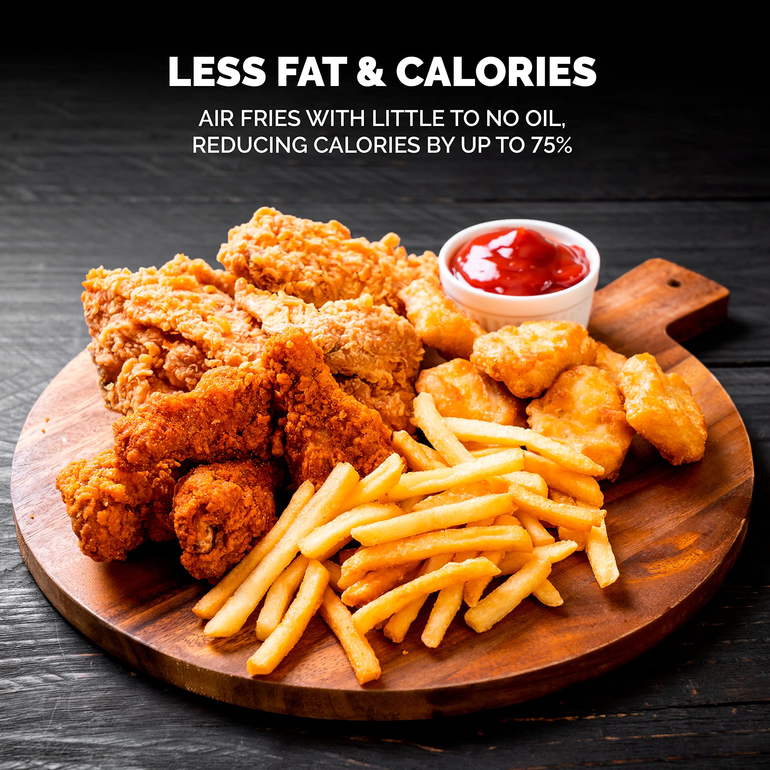 Kalorik 26 QT Digital Maxx Air Fryer Oven with 7 Accessories, Roaster, Broiler, Rotisserie, Dehydrator, Oven, Toaster, Pizza Oven and Slow Cooker. Includes Cookbook. Sears up to 500⁰F. Extra Large Capacity, All in One Appliance. Stainless Steel. AFO