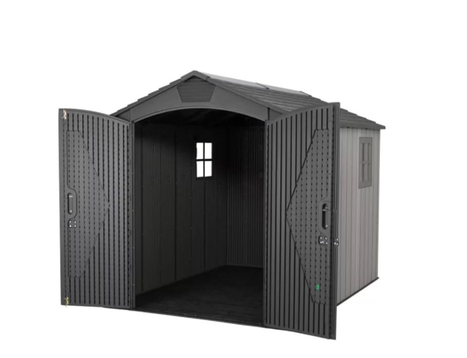 Keter Manor Outdoor Plastic Storage Shed, Grey, 7 x 9.5 ft., Easy to Install, Rainproof With Base《NO8》
